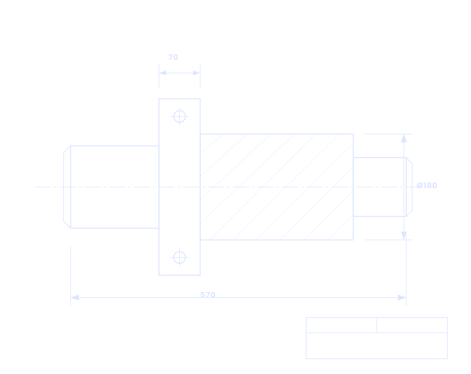 Technical drawing of a machined shaft component